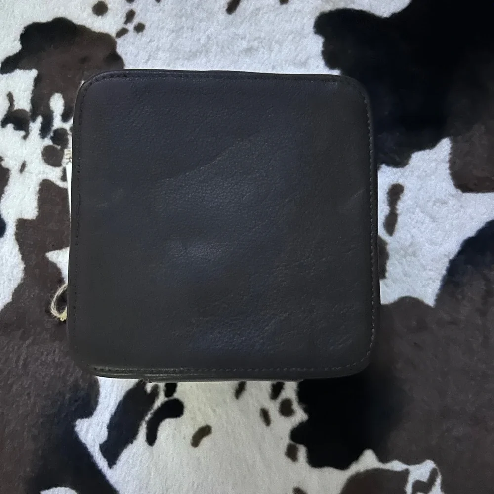 Jewelry Travel Organizer Case New‎ Genuine Cowhide Leather Black Brown Western